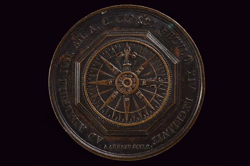 Medaglia commemorativa di Flavio Gioia, bronzo, Regno delle Due Sicilie, 1830