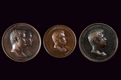Ferdinando II, Lotto di tre medaglie commemorative del XIX secolo