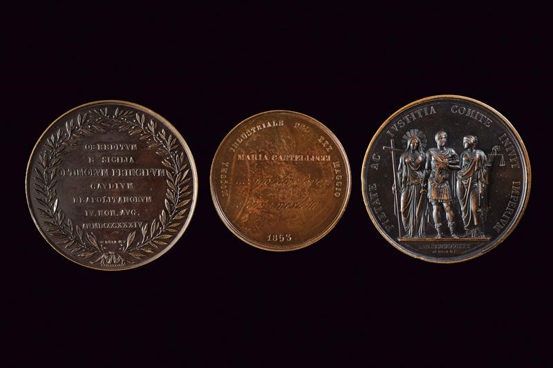 Ferdinando II, Lotto di tre medaglie commemorative del XIX secolo