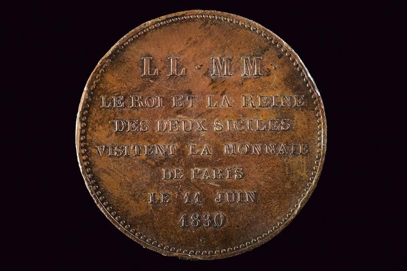Regno delle Due Sicilie, Medaglia per la seconda visita di Francesco I e Maria Isabella alla zecc...