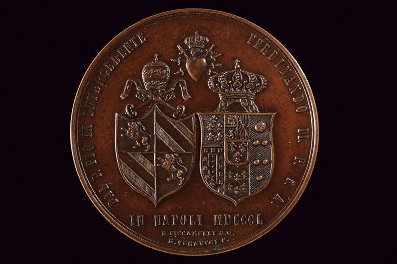 Ferdinando II, Medaglia per l'incoronazione della Vergine Addolorata, bronzo, Regno delle Due Sic...