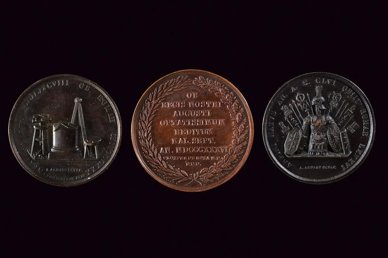 Ferdinando II, Lotto di tre medaglie in bronzo (1830-1859, Regno delle Due Sicilie)