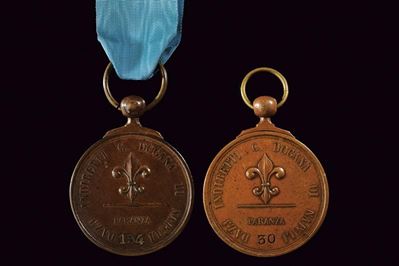 Medaglie in bronzo, Regno delle Due Sicilie, metà del XIX secolo