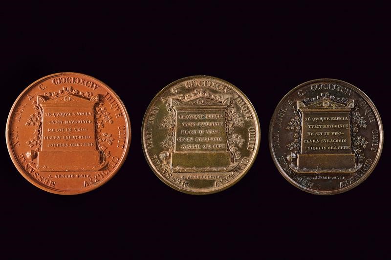 Francesco Mauriloco, Lotto di tre medaglie in bronzo, Regno delle Due Sicilie