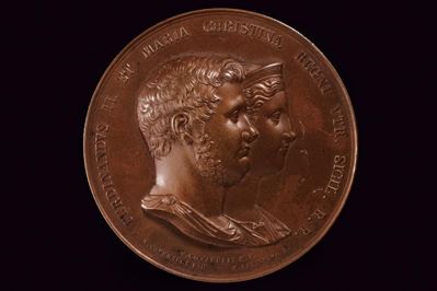 Ferdinando II, Medaglia per la nascita del Duca di Calabria Francesco di Borbone, Regno delle Due...