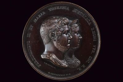 Ferdinando II di Borbone, Medaglia per le nozze con Maria Teresa d'Austria, Regno delle Due Sicil...