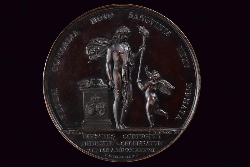 Ferdinando II di Borbone, Medaglia per le nozze con Maria Teresa d'Austria, Regno delle Due Sicil...