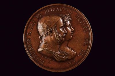 Medaglia di Francesco I delle Due Sicilie, bronzo, 1825