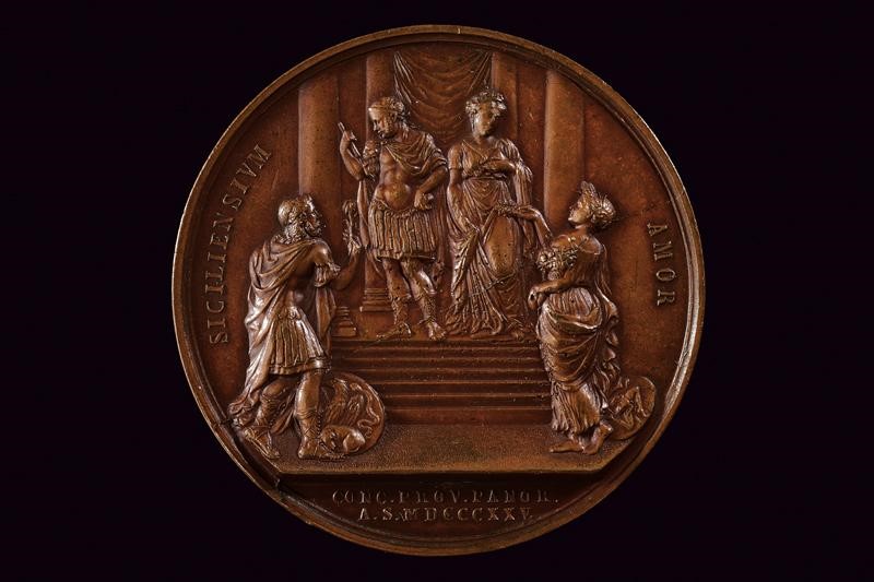 Medaglia di Francesco I delle Due Sicilie, bronzo, 1825