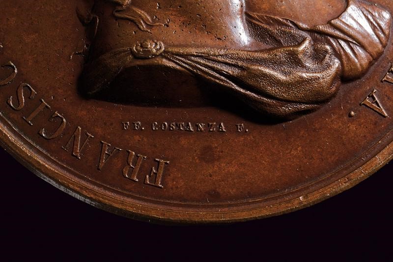 Medaglia di Francesco I delle Due Sicilie, bronzo, 1825