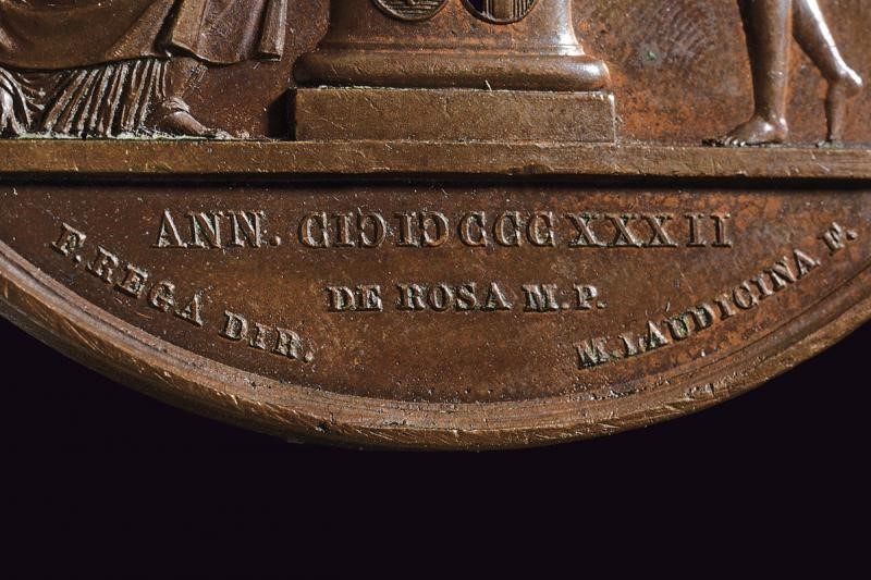 Ferdinando II e Maria Cristina di Savoia, Medaglia commemorativa in bronzo del 1832