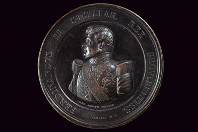Medaglia commemorativa di Ferdinando II Borbone, Regno delle Due Sicilie, 1846