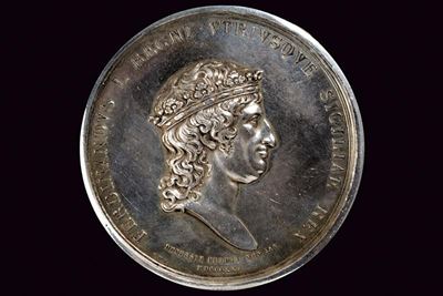 Medaglia per la morte e la gloria di Francesco I di Borbone, Regno delle Due Sicilie, 1830