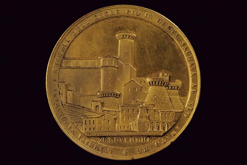 Ferdinando II, Medaglia per l'esilio del Papa Pio IX a Gaeta, Regno delle Due Sicilie, 1848