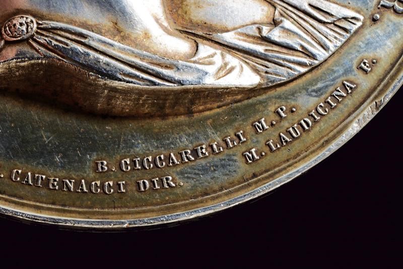 Ferdinando II, Medaglia per la nascita del Duca di Calabria Francesco di Borbone, argento, Regno ...
