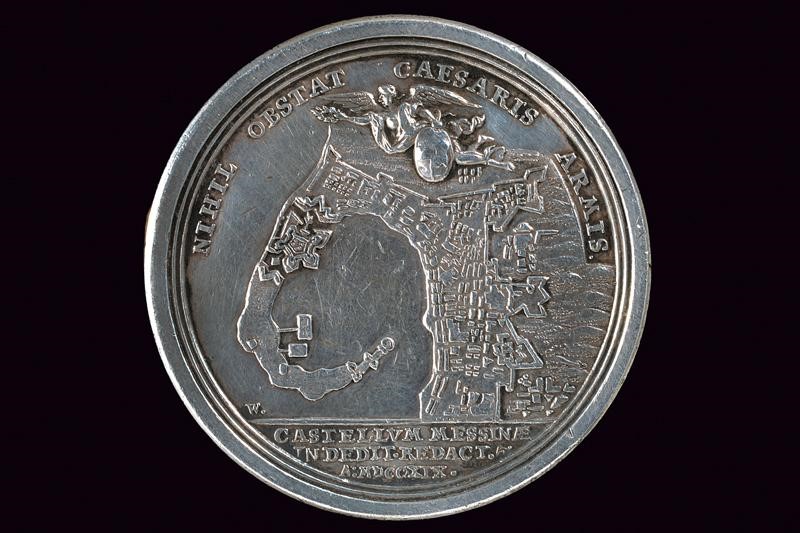 Carlo VI, Medaglia commemorativa per la Resa della Cittadella di Messina (1719), argento