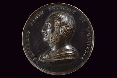 Ferdinando II, Medaglia per l'inaugurazione del Bacino di carenaggio del porto di Napoli, 1852