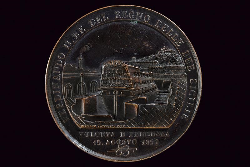 Ferdinando II, Medaglia per l'inaugurazione del Bacino di carenaggio del porto di Napoli, 1852