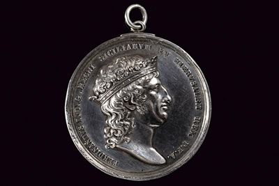 Ferdinando I di Borbone, Medaglia commemorativa (1816-1822), argento, diametro 4.8 cm
