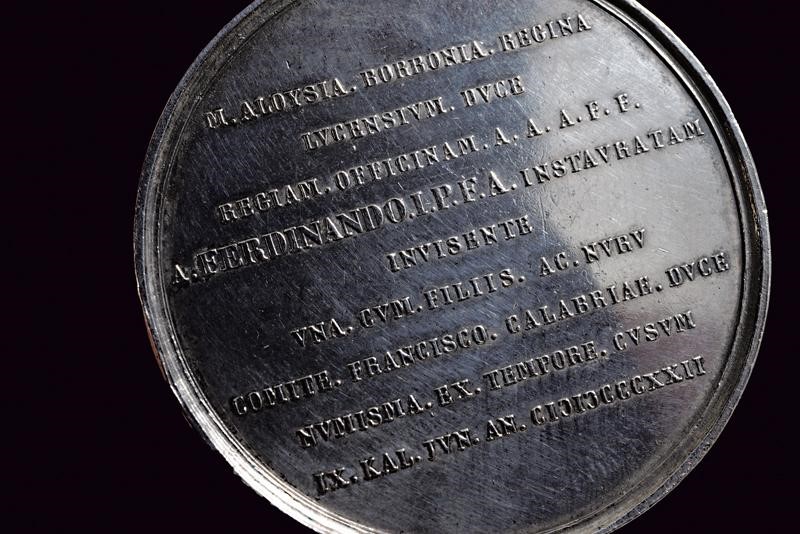 Ferdinando I di Borbone, Medaglia commemorativa (1816-1822), argento, diametro 4.8 cm