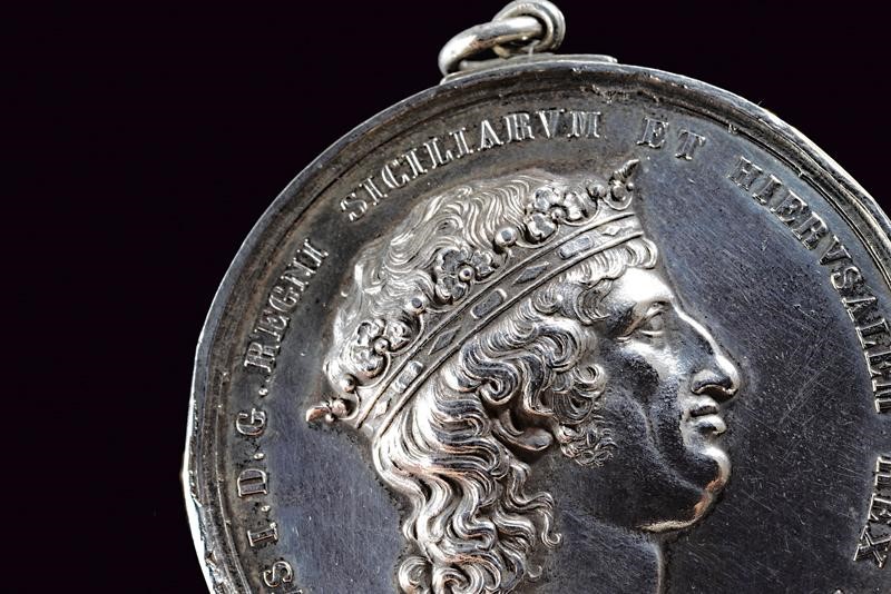 Ferdinando I di Borbone, Medaglia commemorativa (1816-1822), argento, diametro 4.8 cm