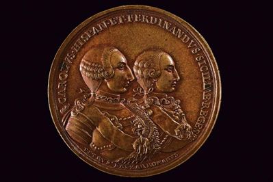 Medaglia commemorativa per la costruzione dell'Albergo dei Poveri in Palermo, bronzo, Regno di Na...