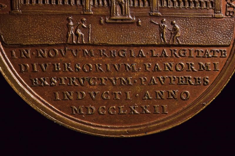 Medaglia commemorativa per la costruzione dell'Albergo dei Poveri in Palermo, bronzo, Regno di Na...