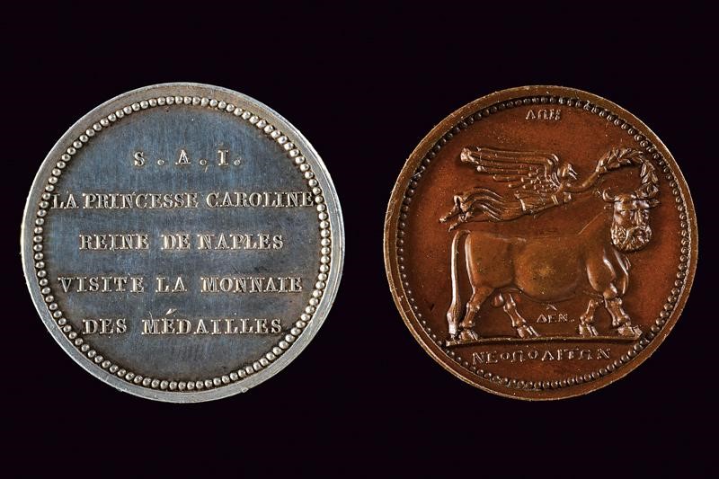 Medaglie commemorative in onore di Carolina Murat e Gioacchino Murat, Regno di Napoli, 1808