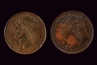 Medaglie commemorative di Gioacchino Napoleone Murat, bronzo, Regno di Napoli, 1809