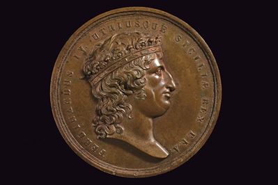 Medaglia di Ferdinando IV, Napoli, bronzo, 1816