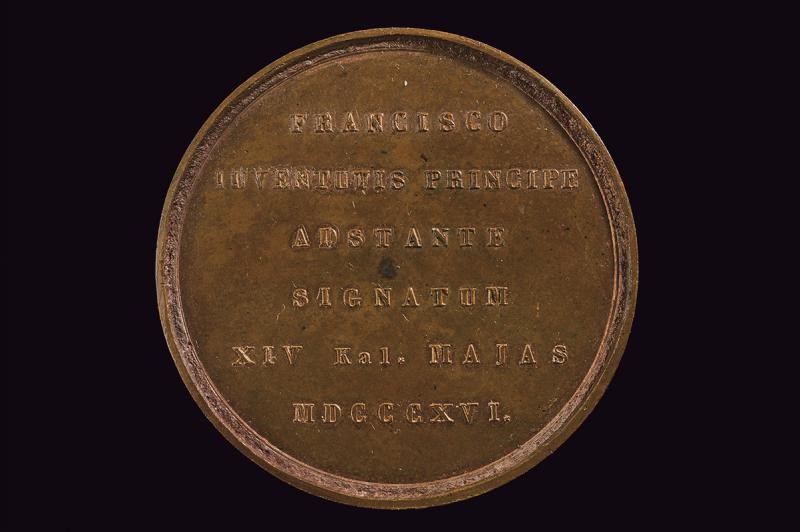 Medaglia di Ferdinando IV, Napoli, bronzo, 1816
