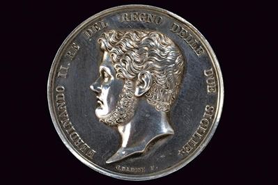 Medaglia di Ferdinando II, argento, Napoli, 1840 circa