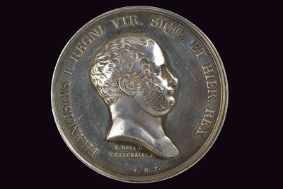 Ferdinando II delle Due Sicilie, Medaglia commemorativa in rame argentato