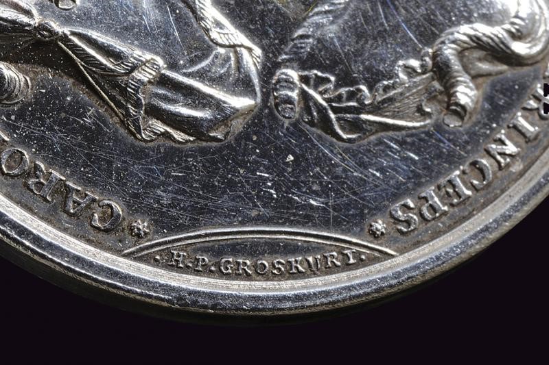 Carlo di Borbone, Medaglia commemorativa in argento, Napoli, 1738