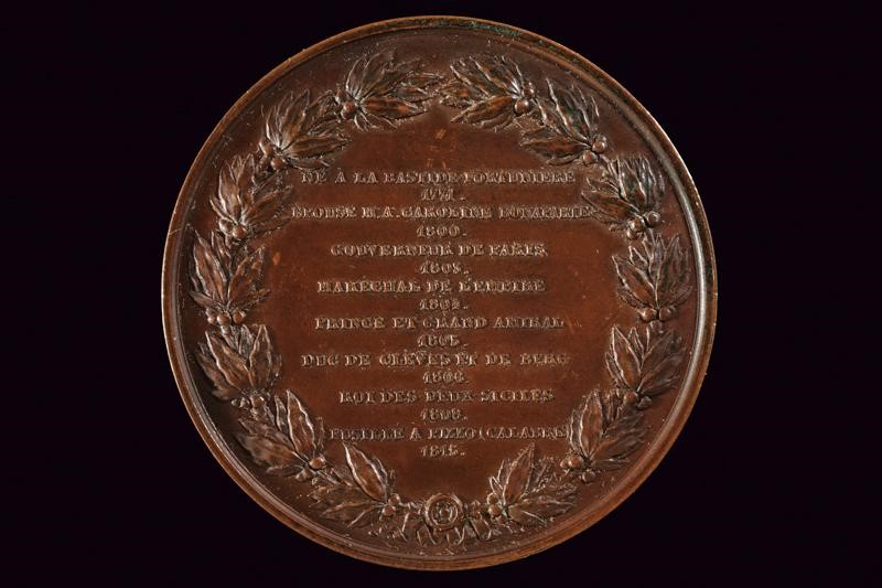 Medaglia commemorativa di Gioacchino Napoleone Murat (1808-1815), bronzo, diametro 5 cm