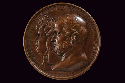 Francesco I, Medaglia per la visita dei reali di Napoli alla zecca di Parigi, 1830, tecnica: Pari...