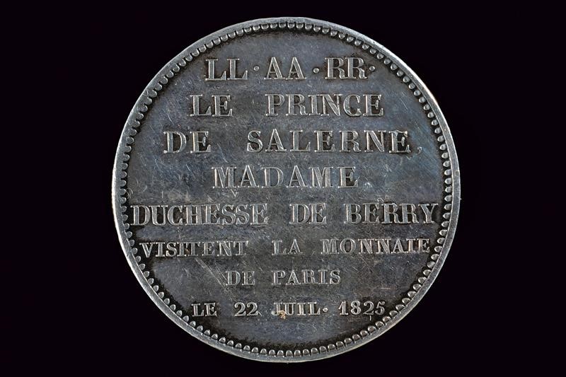 Francia, Medaglia commemorativa per la visita del Principe di Salerno e della Duchessa di Berry a...