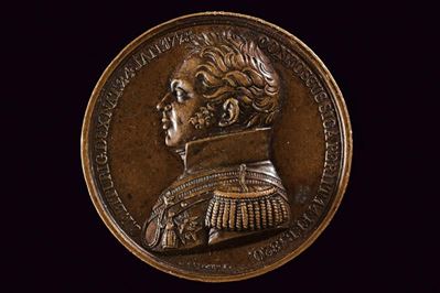 Medaglia commemorativa per la morte del Duca di Berry, Carlo Ferdinando (1778-1820), bronzo