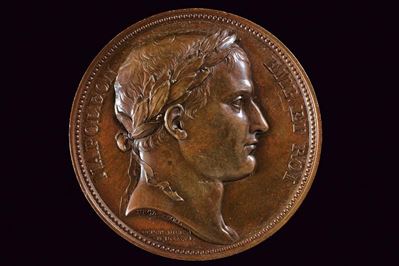 Medaglia di Conquista di Napoli, Napoleone, bronzo, 1806, diametro 4 cm