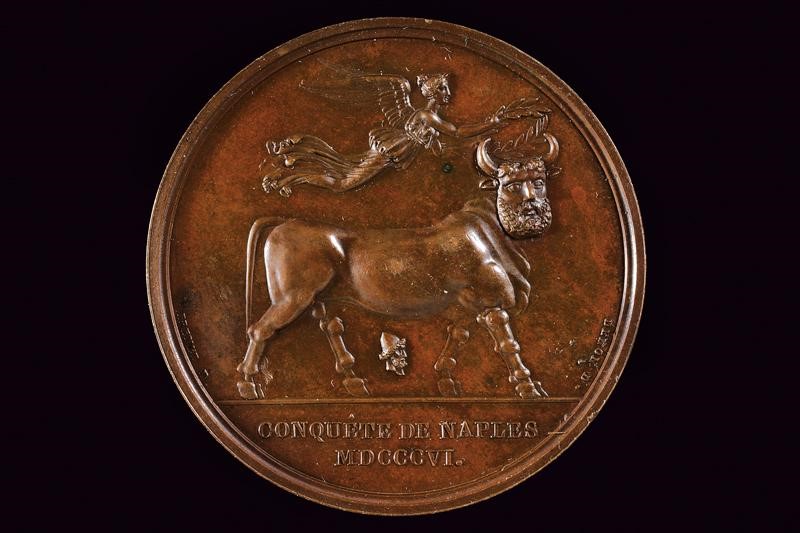 Medaglia di Conquista di Napoli, Napoleone, bronzo, 1806, diametro 4 cm