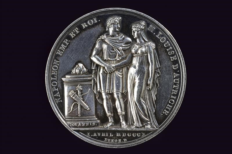 Medaglia commemorativa per le Nozze di Napoleone e Maria Luigia d'Austria, 1810, argento, diametr...
