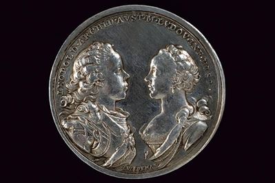 Medaglia commemorativa del matrimonio fra Pietro Leopoldo e Maria Lodovica, Austria, 1765