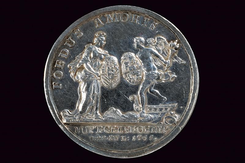 Medaglia commemorativa del matrimonio fra Pietro Leopoldo e Maria Lodovica, Austria, 1765