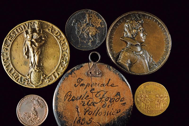 Lotto di nove medaglie, argento e bronzo, XVII / XIX secolo