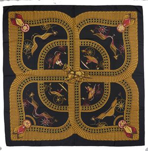 Voitures Paniers silk twill scarf