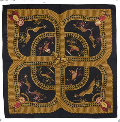 Julie Abadie, Foulard Voitures Paniers, seta su fondo nero