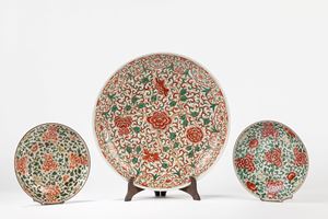 Large porcelain plate Green family