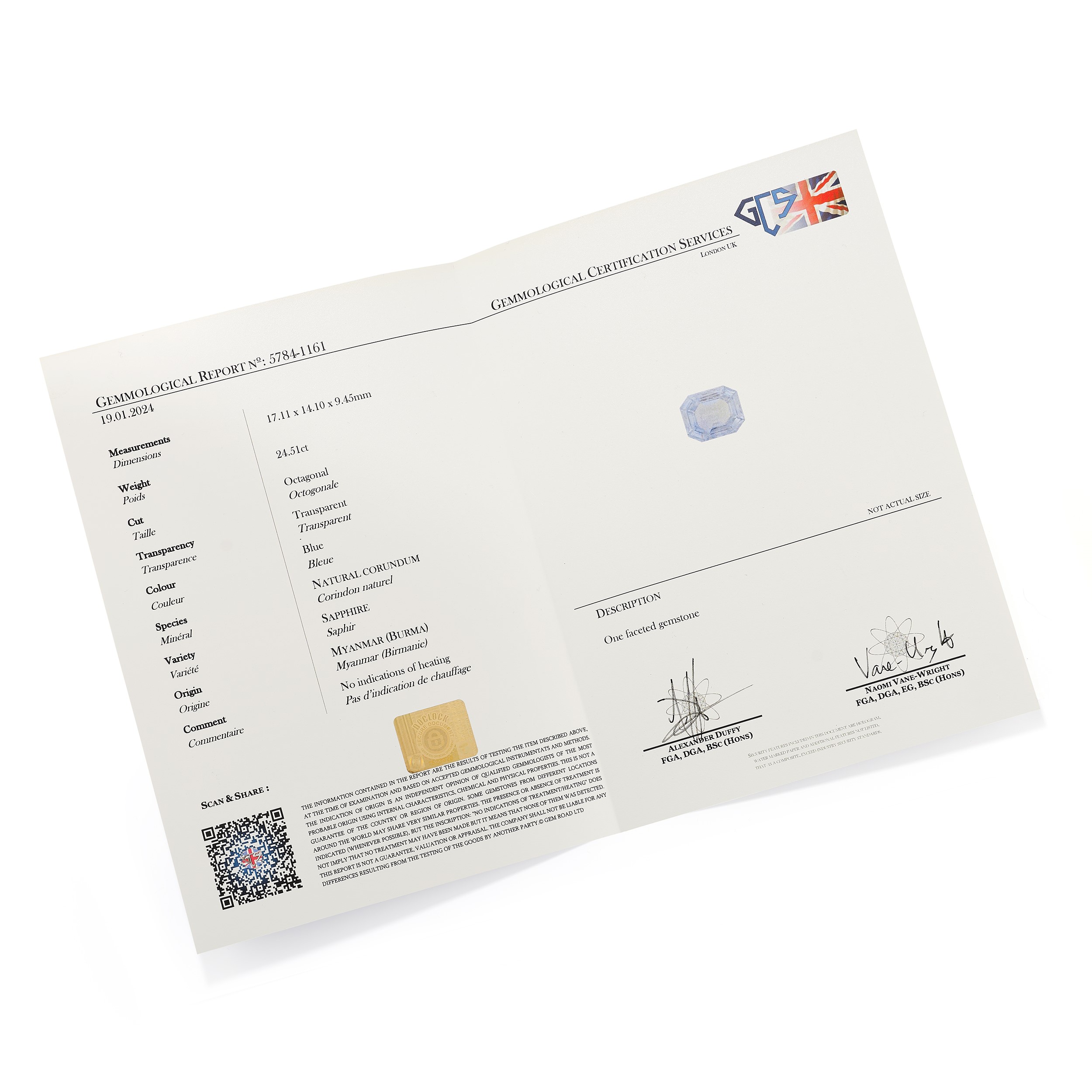 Anello con zaffiro Burma