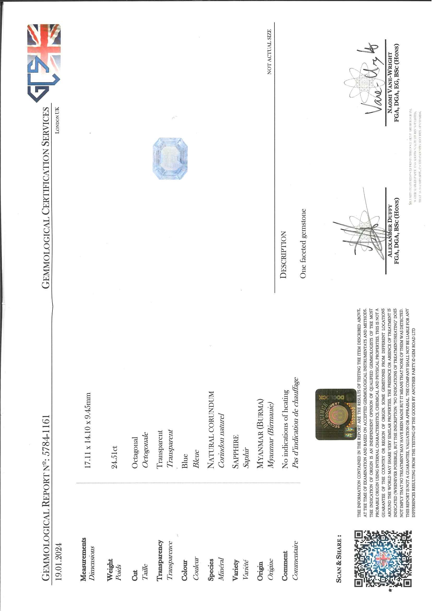 Anello con zaffiro Burma