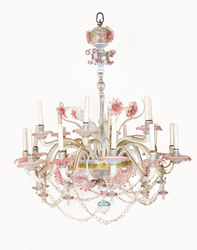 Lampadario in Vetro Policromo Soffiato di Murano
